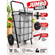 Hzm Collection Kalın Telli Katlanabilir Pazar Arabası - Büyük Boy Sağlam Market Alışveriş Arabası 1.sınıf