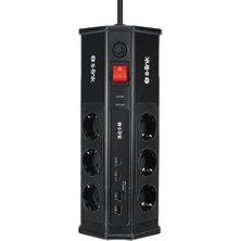 S-Link PRZ03 Prizhive 3m 630 Joule 1.5mm 2 USB 2 Typec 2.4A-5V 500V 6000V 6lı Akım Korumalı Priz
