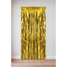 Patladı Gitti Gold Metalize Arka Fon Kapı Perdesi 100X200 cm 1 Adet Parlak Renkli Dekorasyon