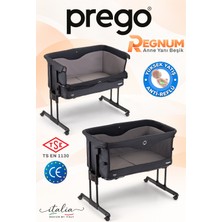 Prego Regnum Yüksekliği Ayarlanabilir Anti-Reflü -Tekerlekli -Kolay Katlanır-Taşıma Çantalı - Anne Yanı Beşik + Özel Pedli