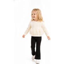 Nk Kids Kız Bebek 1-4 Yaş Krape Desenli Sweatshirt Krem