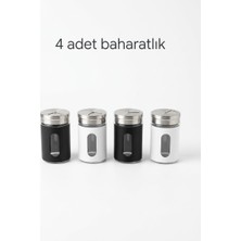 Chefstar 4 Adet Cam Baharatlık Seti - Paslanmaz Çelik Kapaklı Pencereli Tuzluk Karabiberlik Seti