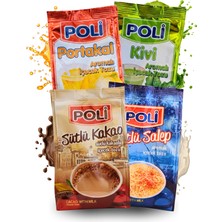 Poli Sütlü Kakao, Salep, Portakal ve Kivi Aromalı Içecek Tozu (4'lü Set)