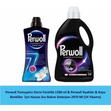 Perwoll Yumuşatıcı Derin Ferahlık 1200 ml & Perwoll Siyahlar & Koyu Renkliler Için Hassas Sıvı Bakım Deterjanı 2970 ml (54 Yıkama)