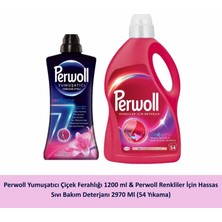 Perwoll Yumuşatıcı Çiçek Ferahlığı 1200 ml & Perwoll Renkliler Için Hassas Sıvı Bakım Deterjanı 2970 ml (54 Yıkama)