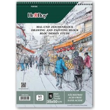 Herboy Spiralli Dokulu Resim Defteri 35X50 cm 165GR. 15'li HRB-3805