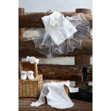 Mojo Bebek Babylia Kız Bebek 0-6 Ay Mevlütlük Elbise Set Beyaz
