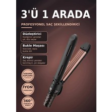 Novmark HK-7680 3ü 1 Arada Profesyonel Saç Düzleştirici, Maşa ve Şekillendirici