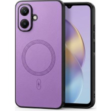 Alstrap Infinix Smart 10 Uyumlu Deri Dokulu Magsafe Özellikli Kamera Çerçeveli Kılıf