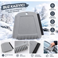 Arkado Araç Buz Kazıyıcı Gri Plastik Buz Temizleme Aparatı Lastik Kenarlı Kışlık Oto Aksesuarı