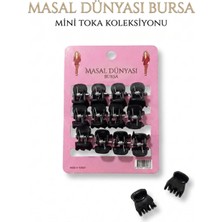 Masal Dünyası Bursa Siyah Mini Mandal Toka 12 Adet Küçük Boy