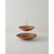 English Home Boho Rattan Katlı Servis 28,5X28,5X25 cm Kahverengi