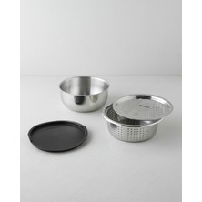 English Home Hecha Paslanmaz Çelik Rendeli – Süzgeçli Saklama Kabı 24 cm Siyah