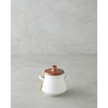 English Home Vina Dolomite Kaşıklı Kavanoz 11 cm Beyaz