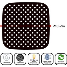 Buffer Buffer® Renkli Isıya Dayanıklı Yıkanılabilir Silikon Fırın ve Airfryer Kare Model Pişirme Matı 21,5 cm