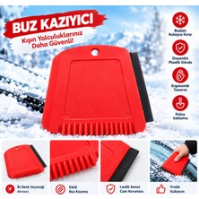 Arkado Araç Buz Kazıyıcı Kırmızı Plastik Buz Temizleme Aparatı Lastik Kenarlı Kışlık Oto Aksesuarı