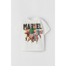 Mojo Bebek Mojo Erkek Çocuk Marvel Desenli T-Shirt 1821 Beyaz