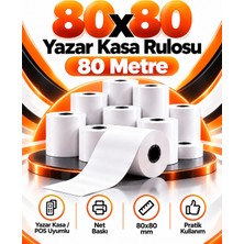 Cece Ambalaj 80X80 mm 10 Adet Termal Pos Rulosu 12 Metre Yazarkasa Pos Uyumlu