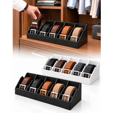 Omilife 5 Bölmeli Siyah ve Beyaz Kemer Çorap Takı Makyaj Organizeri Dolap Içi Kemer Düzenleyici Organizer