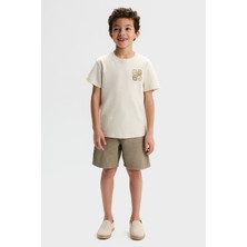 Nk Kids Erkek Çocuk 4-8 Yaş Lyocell Kumaş Pamuklu Şort Taş Rengi