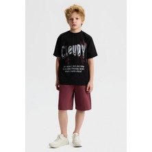 Nk Kids Erkek Çocuk 8-14 Yaş Pamuklu Renkli Kot Şort Bordo