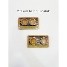 Woodmore Bambu 6 Parça Kahvaltı ve Sunum Seti - Dikdörtgen Sunum Tablası ve 2'li Çerezlik Sosluk