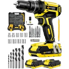 Sturdy 92VF1.2Ah Lıon Çift Akülü NEW  SERİ Darbeli Turbo Şarjlı Vidalama  Matkap 27 Parça Uç Setli
