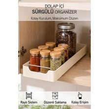 Ironika Kendinden Bantlı Sürgülü Raylı Çok Amaçlı Dolap Içi Organizer Banyo Mutfak Dolap Düzenleyici 13X34CM