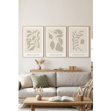 Doğal Ahşap Çerçeveli Minimalist Botanik Yaprak Üçlü Duvar Tablosu Modern Doğal Dekorasyon Kabartma Görünümlüdür