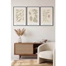 Siyah Ahşap Çerçeveli Minimalist Botanik Yaprak Üçlü Duvar Tablosu Modern Doğal Dekorasyon Kabartma Görünümlüdür
