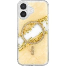 Bezos Onegif Apple iPhone 17 Uyumlu Lotus Simli Magsafe Kapak - Gümüş