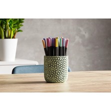 Bezos 3D Baskı Delikli Organik Desenli Kalemlik ve Çok Amaçlı Organizer Fırçalık Masaüstü Saklama - Adaçayı Yeşili
