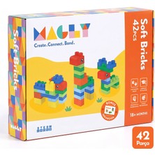 Magly Soft Bricks Yumuşak Yapı Blokları - Çocuklar İçin Renkli Esnek 42 Parça Yapı Blok Seti