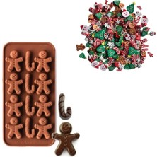 Adin Tasarım Yılbaşı Sticker 5 G ve Ginger Adam Şeker Hamuru Sabun Mum Kokulu Taş Pasta Çikolata Buz Kalıbı