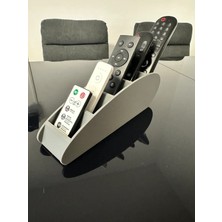 Bezos 3D Baskı Beş Bölmeli Kumanda Standı Modern Masaüstü Kumanda Organizeri Sehpa ve Koltuk Yanı Düzenleyici Gri