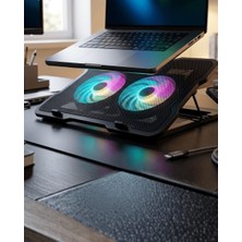 Global Ayarlanabilir Laptop Soğutucu Çift Fan Rgb Işıklı Sessiz Çalışan