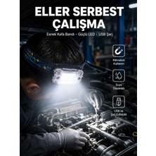 Bin1çeşit Beyaz LED Işık Sensörlü Kafa Lambası Lityum Batarya LED El Fenerli Şarjlı