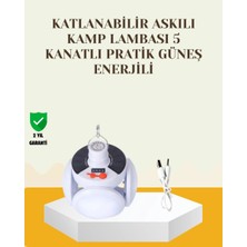 Royaleks Güneş Paneliyle Şarj Olan Katlanabilir LED Çadır Lambası - 5 Kademeli Aydınlatma