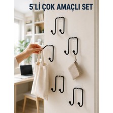 Royaleks 5'li Yapışkanlı Askı Seti Mutfak Banyo ve Ev Için Çok Amaçlı Askılık