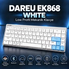 Dareu EK868 White %65 Brown Low-Profile Switch Bluetooth Ingilizce Mekanik Gaming Klavye