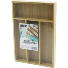 Bin1çeşit Şık Tasarımlı Ahşap Bambu Kaşıklık 24X33CM Mutfak Düzeni