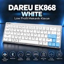 Dareu EK868 White %65 Blue Low-Profile Switch Bluetooth Ingilizce Mekanik Gaming Klavye