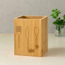 Bin1çeşit Ahşap Bambu Kaşıklık Organizer 9x9 cm