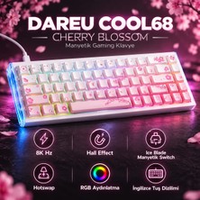 Dareu COOL68 Cherry Blossom %65 Ice Blade Manyetik Switch 8k Hz Hall Effect Hotswap Rgb Ingilizce Gaming Klavye