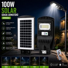 100W - 6500K Solar - Güneş Enerjili Sokak Lambası - Armatür Sensörlü Bahçe-Balkon-Sokak ARS-348964 (5580)