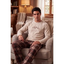 Buratti Ekoseli Bisiklet Yaka Yumuşak Dokulu Polar Pijama Takımı Erkek Pijama Takımı 6097000