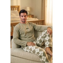 Buratti Ekoseli Bisiklet Yaka Yumuşak Dokulu Polar Pijama Takımı Erkek Pijama Takımı 6097064