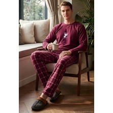 Buratti Ekoseli Yumuşak Dokulu Bisiklet Yaka Polar Pijama Takımı Erkek Pijama Takımı 6097044