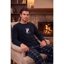 Buratti Ekoseli Yumuşak Dokulu Bisiklet Yaka Polar Pijama Takımı Erkek Pijama Takımı 6097044