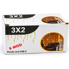 YDGR Kumandalı LED Perde Işık USB Girişli 8 Modlu Gün Işığı Dekoratif Aydınlatma 3x2 Metre